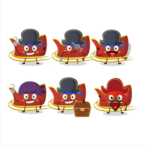Cartoon Character Snow Chariot Various Pirates Emoticons Vector Illustration — Stock Vector