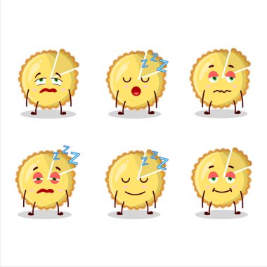 Uykulu suratlı limonlu turtanın çizgi film karakteri. Vektör illüstrasyonu