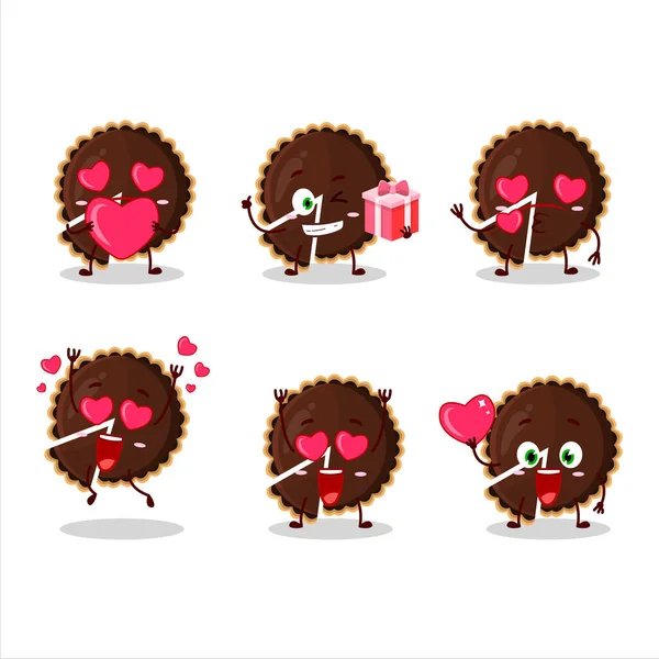 Chocolate Tarta Personaje Dibujos Animados Con Amor Lindo Emoticono Ilustración — Archivo Imágenes Vectoriales