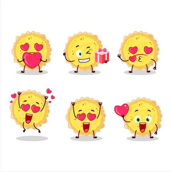 Cheese Tart Cartoon Character Love Cute Emoticon Vector Illustration — Stock Vector