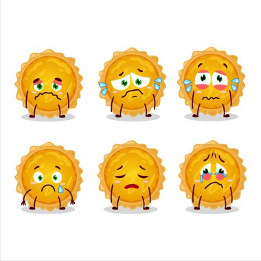 Üzgün suratlı yumurta turtası çizgi film karakteri. Vektör illüstrasyonu