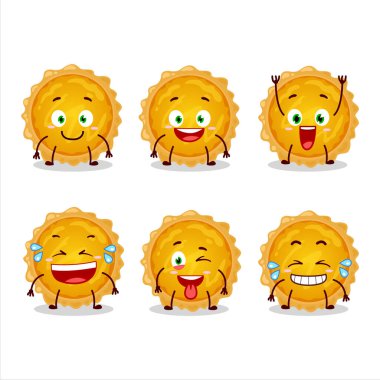 Gülen surat ifadesiyle yumurtalı tart karakteri. Vektör illüstrasyonu