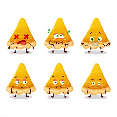 Dilimlenmiş yumurtalı tart çizgi film karakteri, ifadesiz. Vektör illüstrasyonu