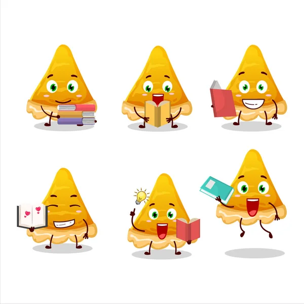 Picture Slice Egg Tart Cartoon Character Concept Reading Amusing Book — Stock Vector