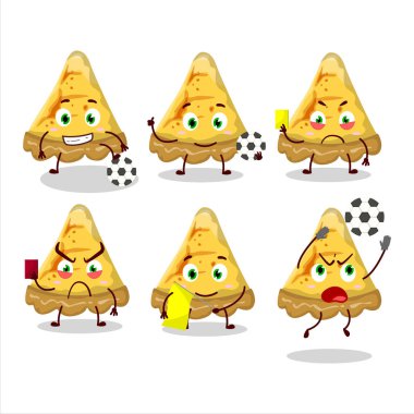 Futbol hakemi olarak çalışan muhallebi çocuğu çizgi film karakteri. Vektör illüstrasyonu