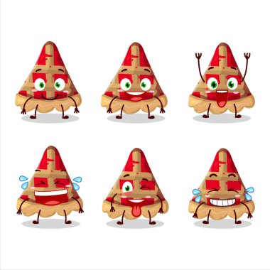 Gülen surat ifadesiyle bir dilim elmalı turtanın çizgi film karakteri. Vektör illüstrasyonu