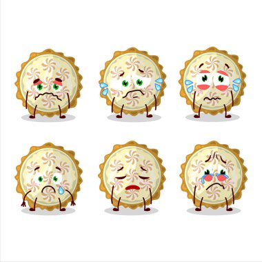 Hüzünlü suratlı limonlu pasta çizgi film karakteri. Vektör illüstrasyonu