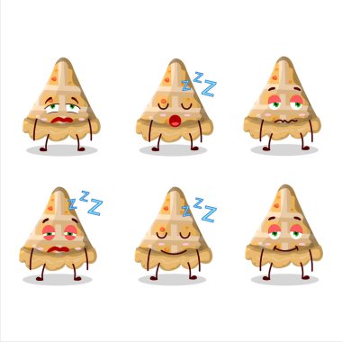 Uykulu suratlı şeftalili turtanın çizgi film karakteri. Vektör illüstrasyonu