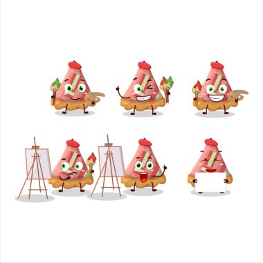 Fırçayla çizilmiş rubarb turtası çizgi film karakteri sanatçısı. Vektör illüstrasyonu