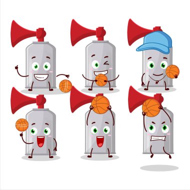 Basketbol atleti olarak yetenekli hava kornosu çizgi film karakteri. Vektör illüstrasyonu