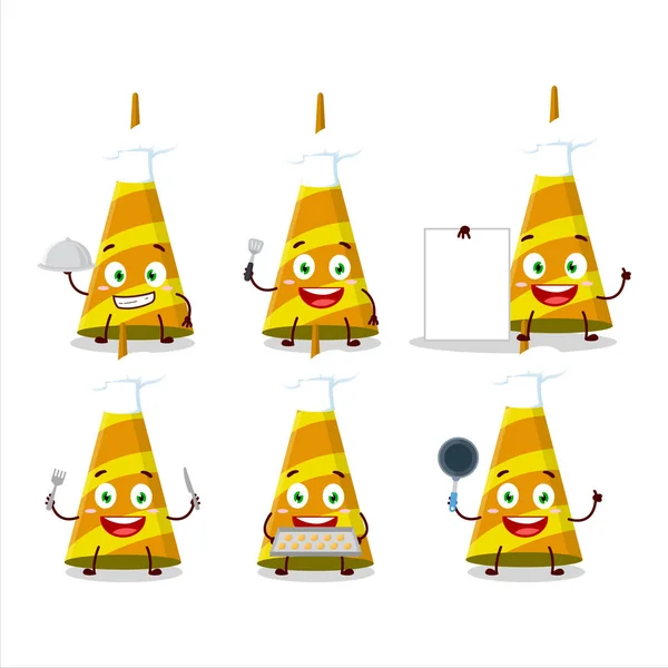 Cartoon Character Long Trumpet Various Chef Emoticons Vector Illustration — Stock Vector