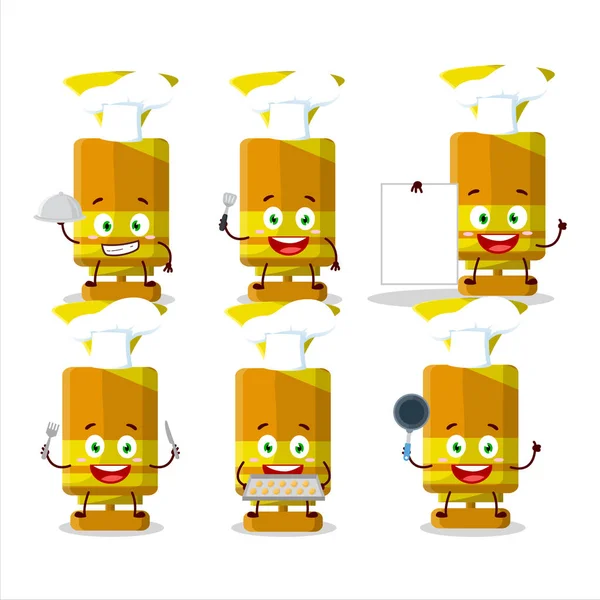 Personaje Dibujos Animados Trompeta Spray Naranja Con Varios Emoticonos Chef — Vector de stock
