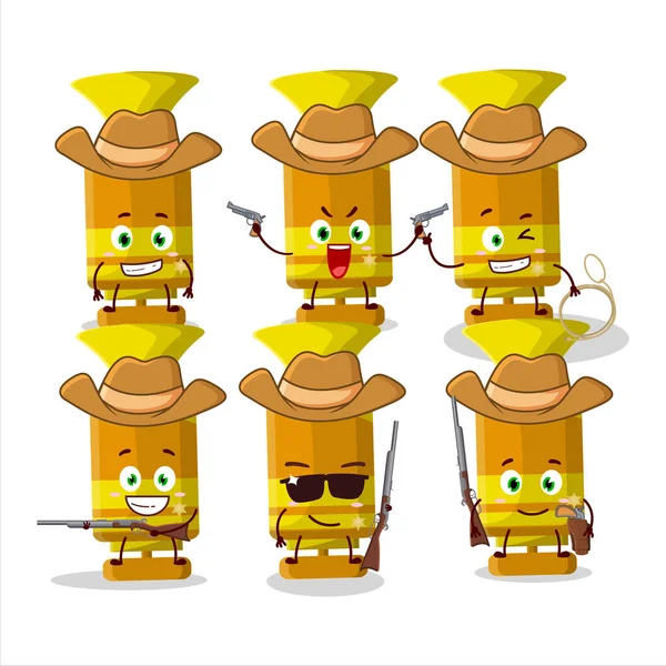 Cool Cowboy Orange Spray Trumpet Cartoon Character Cute Hat Vector — Stock Vector