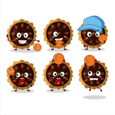 Basketbol atleti olarak cevizli turta çizgi film karakteri. Vektör illüstrasyonu