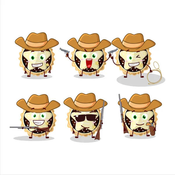 Cool Vaquero Estrella Pastel Chocolate Personaje Dibujos Animados Con Lindo — Vector de stock