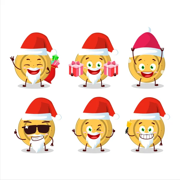 Émoticônes Père Noël Avec Personnage Dessin Animé Cercle Bonbons Dalgona — Image vectorielle