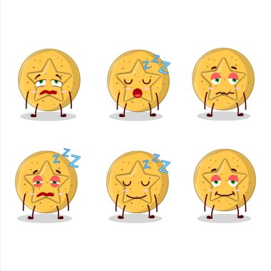 Karikatür karakteri dalgona şekeri ve uykulu bir yüzü var. Vektör illüstrasyonu