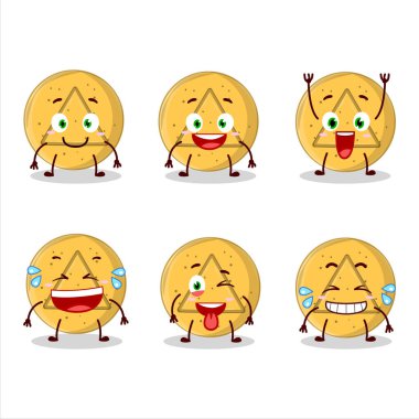 Gülen yüzlü dalgona şekerleme üçgeninin çizgi film karakteri. Vektör illüstrasyonu