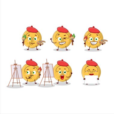 Daldalona 'nın sanatsal sanatçısı, şemsiye şemsiyeli, karikatür karakteri, fırçalı. Vektör illüstrasyonu