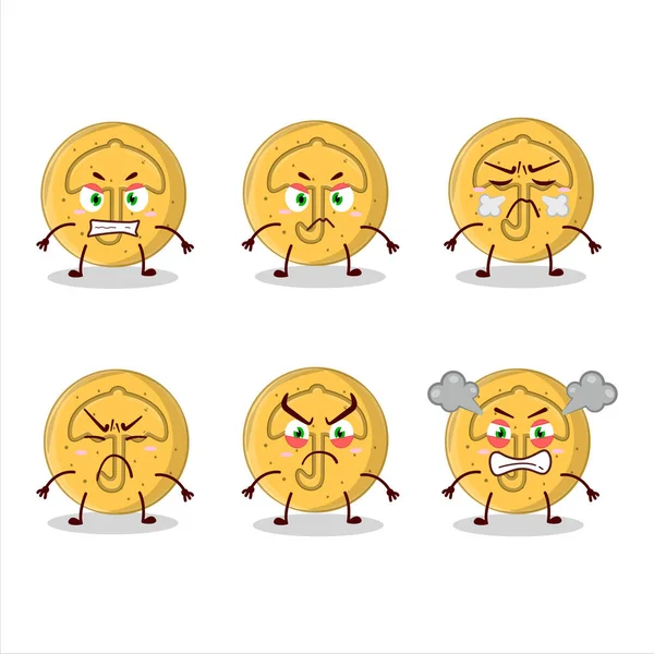 Personnage Dessin Animé Parapluie Bonbons Dalgona Avec Diverses Expressions Colère — Image vectorielle
