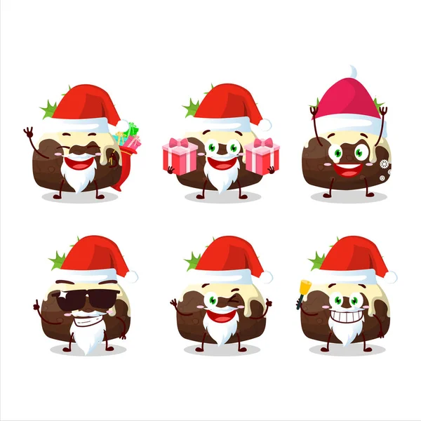 Emoticons Papai Noel Com Pudim Bolo Natal Personagem Desenho Animado — Vetor de Stock