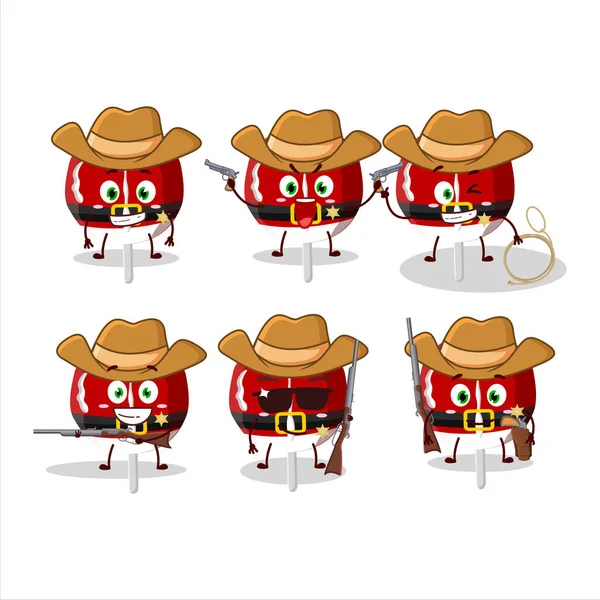 Cool Cowboy Red Candy Cookies Christmas Cartoon Character Cute Hat — Stock Vector