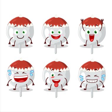 Noel şapkalı çizgi film karakteri gülümsemeli kurabiyeler. Vektör illüstrasyonu