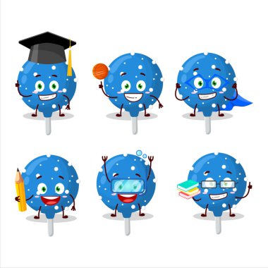 Değişik ifadeleri olan kar tanesi mavisi çizgi film karakteri öğrencisi. Vektör illüstrasyonu