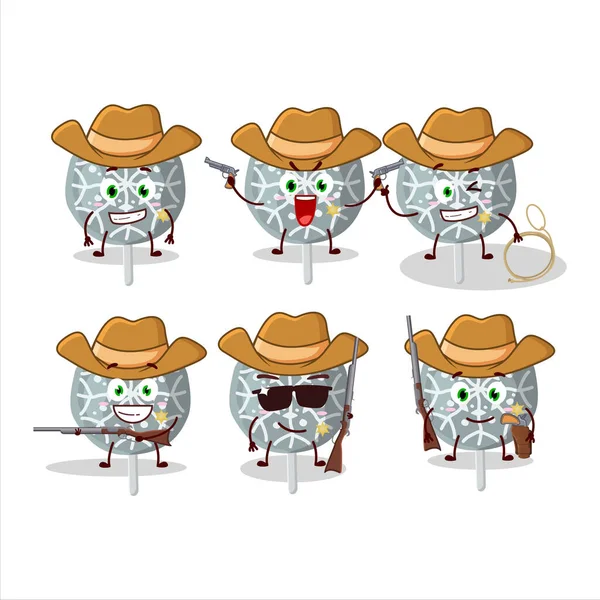 Cool Cowboy Biscoitos Floco Neve Doce Personagem Desenho Animado Com — Vetor de Stock