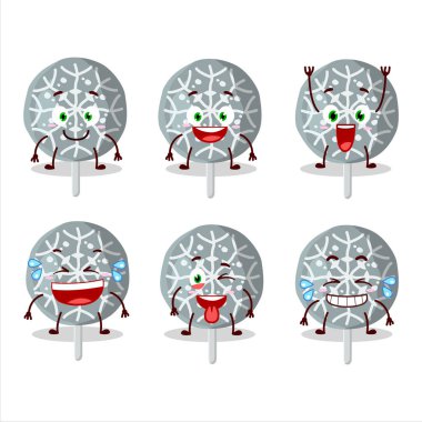 Karikatür karakteri, gülümseyen surat ifadeli kar tanesi kurabiyeleri. Vektör illüstrasyonu