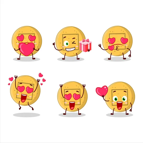 达尔戈纳糖果方块卡通人物与爱情可爱的情感 矢量说明 — 图库矢量图片