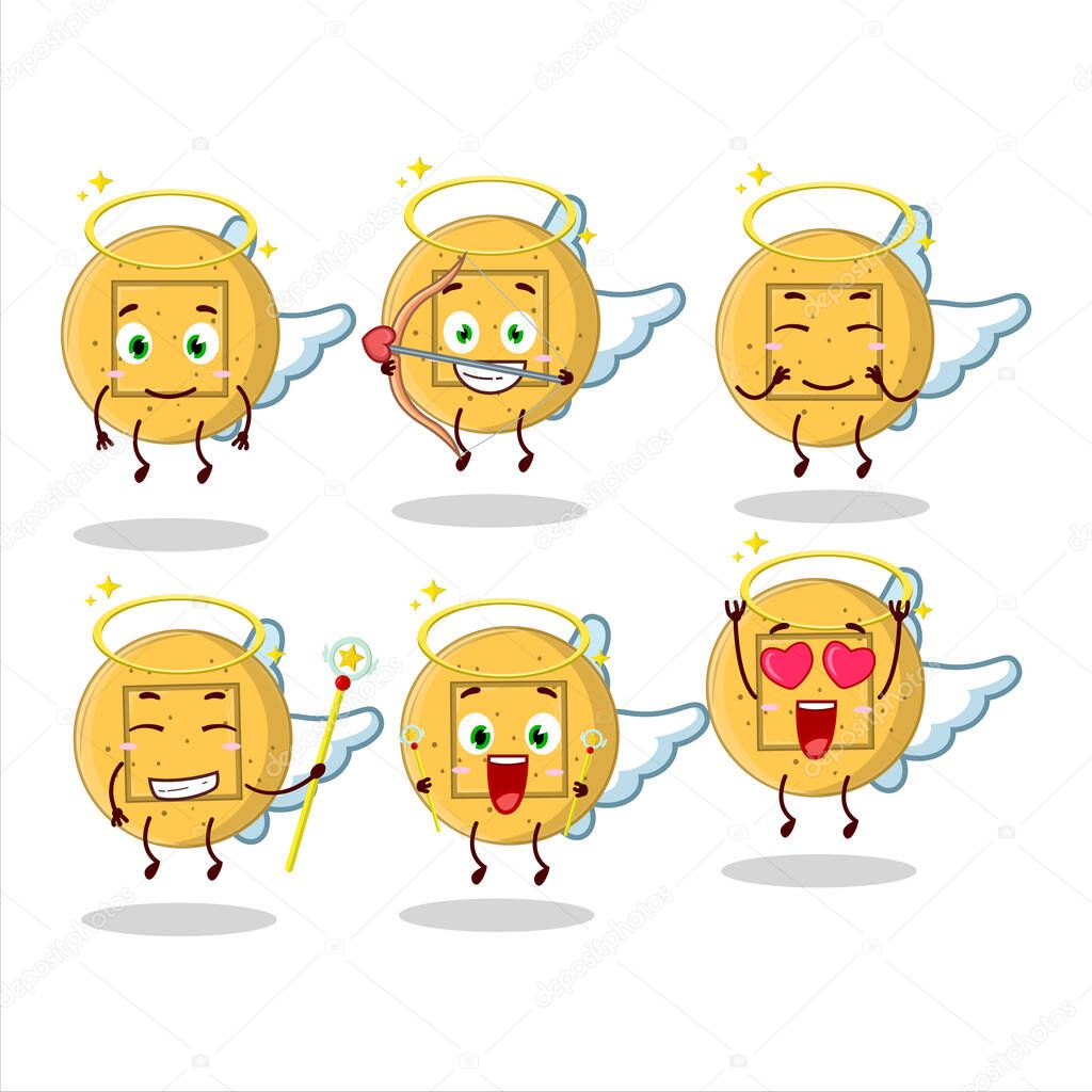 Dalgona candy square cartoon designs as a cute angel character. Vector illustration