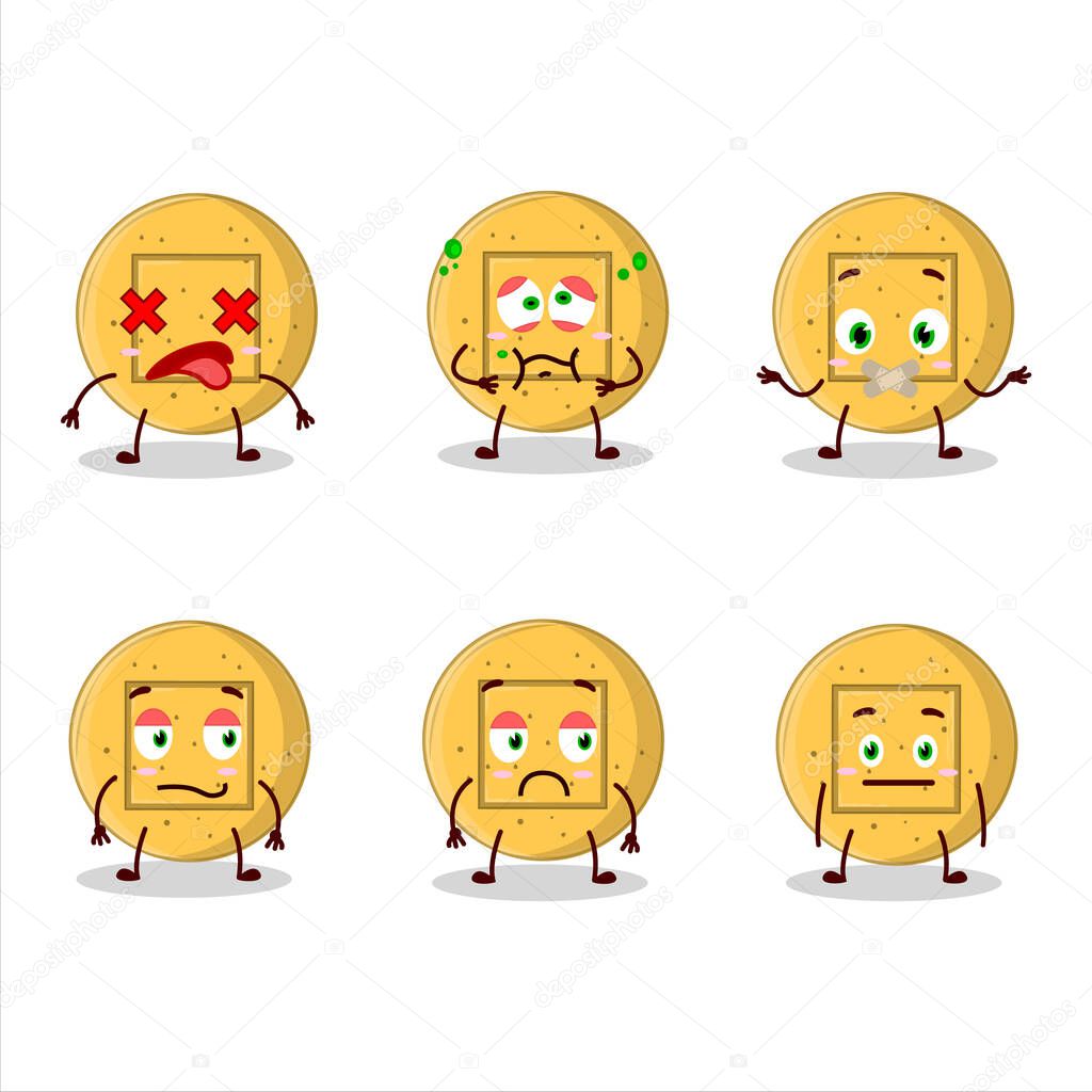 Dalgona candy square cartoon character with nope expression. Vector illustration
