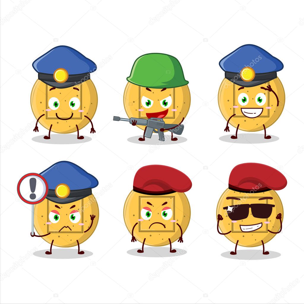 A dedicated Police officer of dalgona candy square mascot design style. Vector illustration