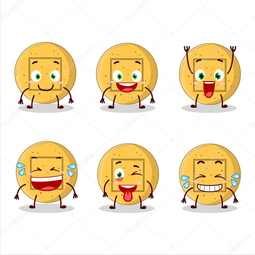 Cartoon character of dalgona candy square with smile expression. Vector illustration