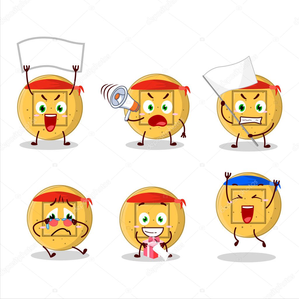 Mascot design style of dalgona candy square character as an attractive supporter. Vector illustration