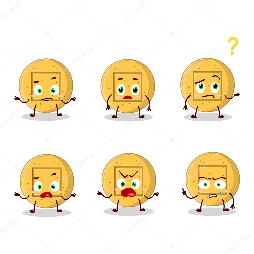 Cartoon character of dalgona candy square with what expression. Vector illustration