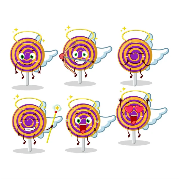 Spiral Γλυκό Καραμέλα Σχέδια Κινουμένων Σχεδίων Ένα Χαριτωμένο Χαρακτήρα Άγγελος — Διανυσματικό Αρχείο