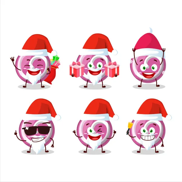 Emoticones Santa Claus Con Rosa Dulce Caramelo Personaje Dibujos Animados — Vector de stock