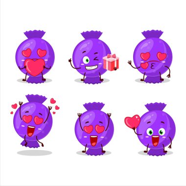 Sevgi ifadesi olan mavi şekerli çizgi film karakteri. Vektör illüstrasyonu