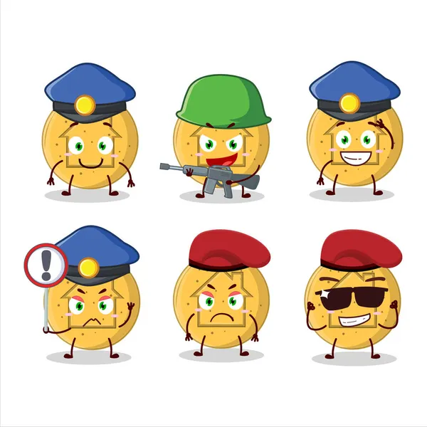 Agent Police Dévoué Style Mascotte Maison Bonbons Dalgona Illustration Vectorielle — Image vectorielle