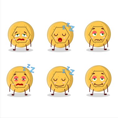 Uykulu suratlı, dalgona şekerli beşgenin çizgi film karakteri. Vektör illüstrasyonu