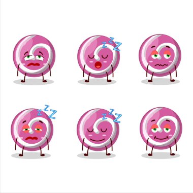 Uykulu yüzlü pembe şeker çizgi film karakteri. Vektör illüstrasyonu