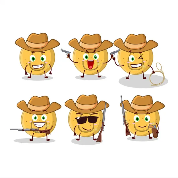 Cool Vaquero Dalgona Caramelo Personaje Dibujos Animados Agua Con Lindo — Vector de stock