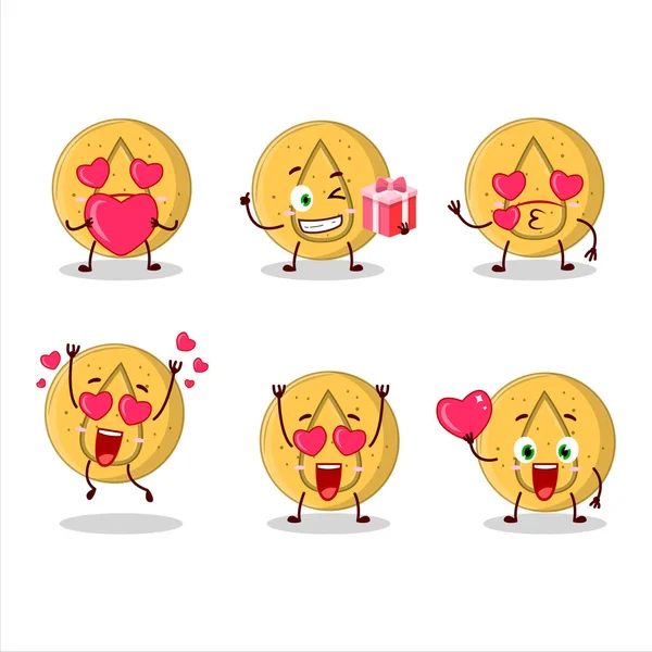 Dalgona Doce Água Personagem Desenho Animado Com Amor Bonito Emoticon —  Vetores de Stock