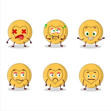 Dalgona şekeri ifadesiz çizgi film karakterini sever. Vektör illüstrasyonu