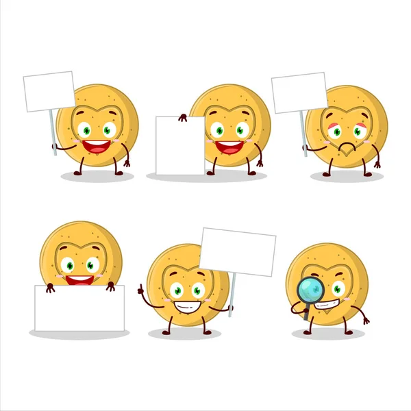 Dalgona Candy Love Cartoon Character Bring Information Board Vector Illustration — Stock Vector