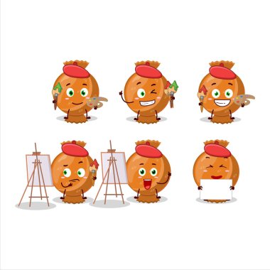 Portakallı çikolata ambalajlı çizgi film karakteri ressamı. Vektör illüstrasyonu