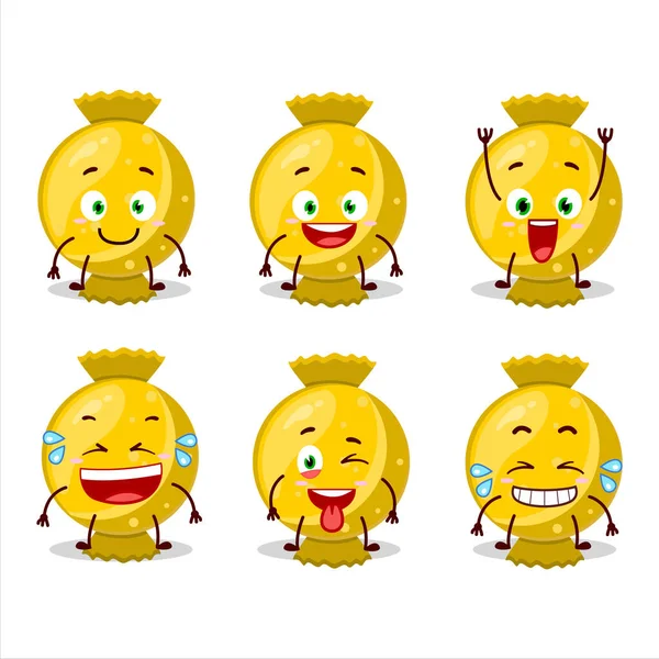 Personagem Desenhos Animados Envoltório Doces Amarelos Com Expressão Sorriso Ilustração — Vetor de Stock