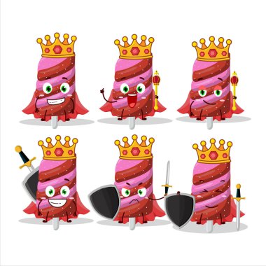 Altın taç takan Karizmatik Kral şekerli çilek çizgi film karakteri. Vektör illüstrasyonu